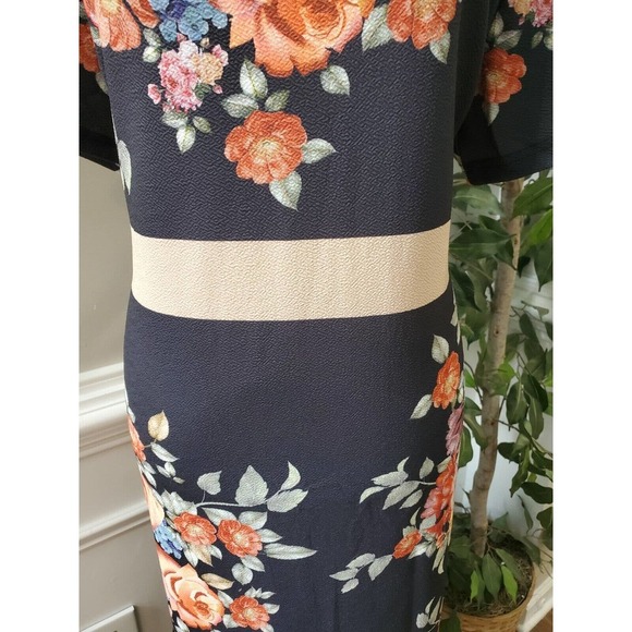 SHEIN Women Black Floral Polyester Round Neck Short Sleeve Knee Length Dress 4XL - Picture 3 of 12